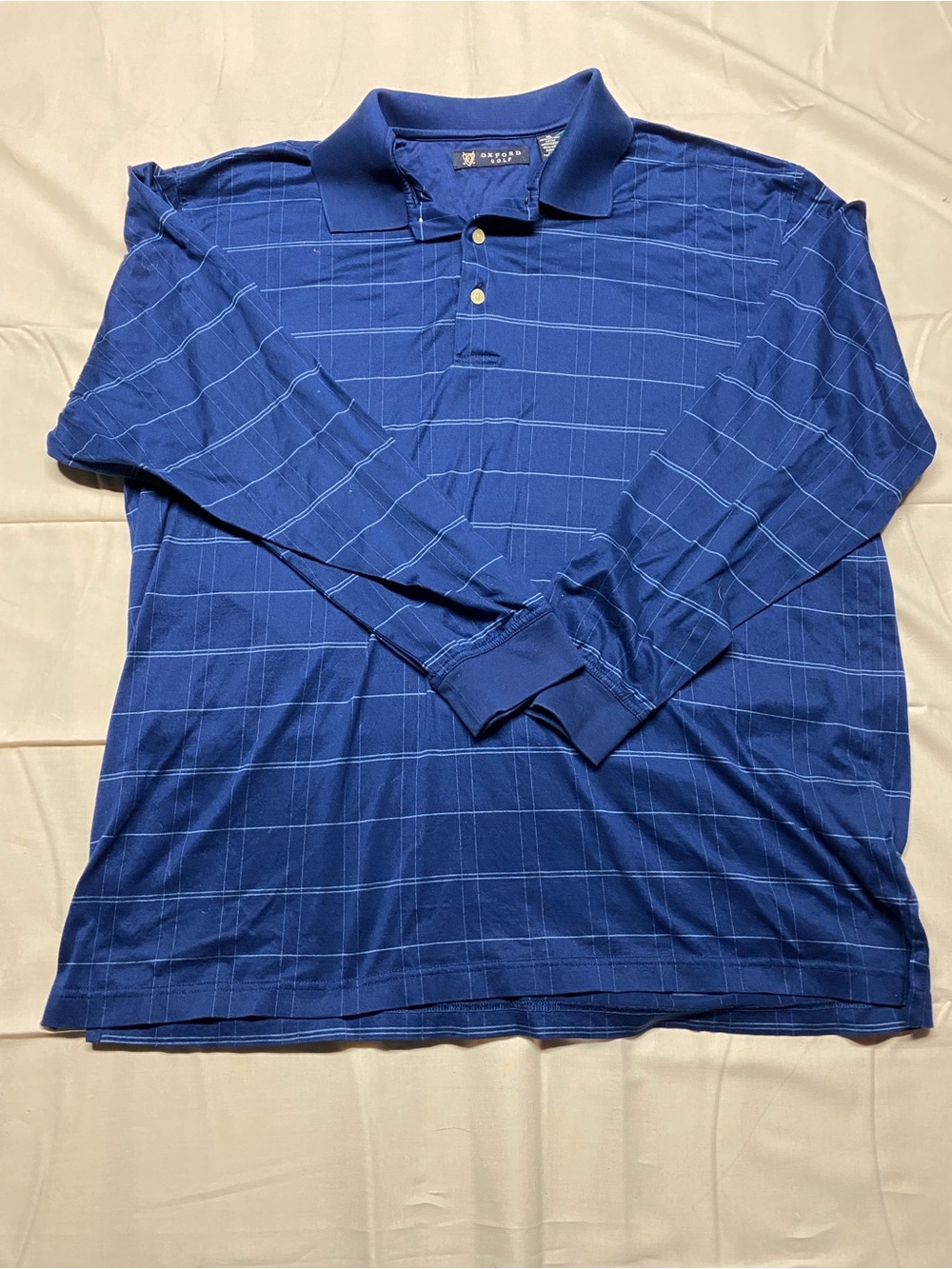 Oxford Long-Sleeve Blue Windowpane Polo